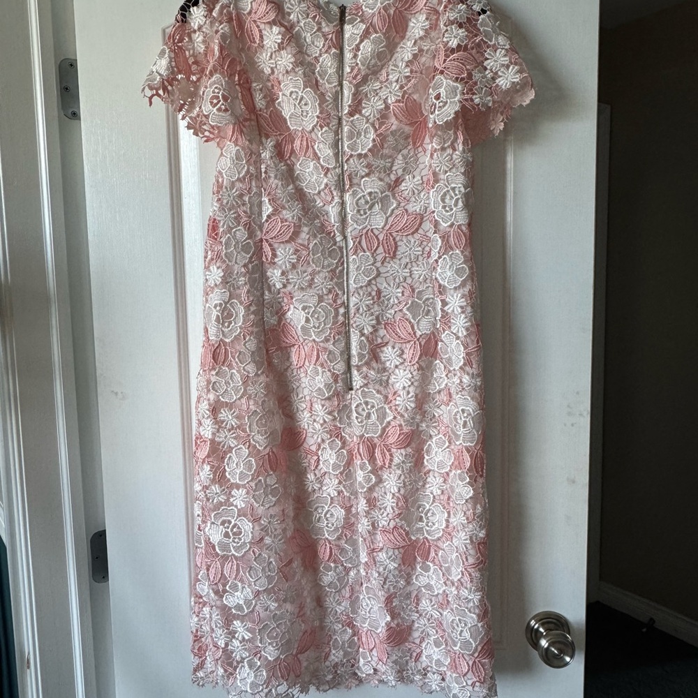 NWT | Calvin Klein | Pink Sheath Dress with Flutter Cap Sleeves - Picture 7 of 9